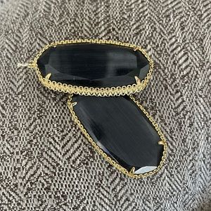 RARE Kendra Scott Deily Statement Earrings, black cat’s eye and gold